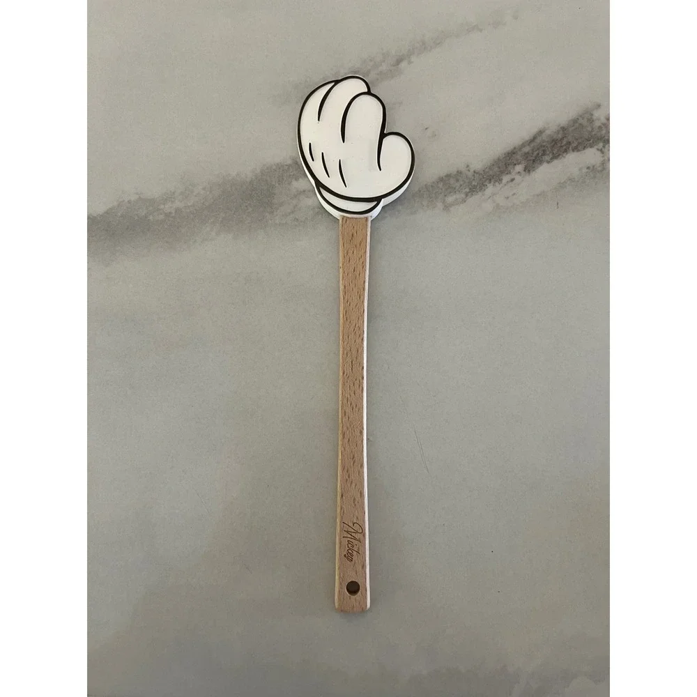 Disney Mickey Mouse Silicone Spatula White Glove Wood Handle Kitchen Tool 12.5in